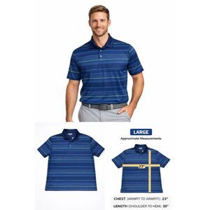 Ben Hogan Performance Polo Shirt XL Blue Striped Golf Athletic Moisture Wicking